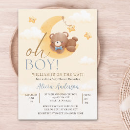 Oh Boy,  Teddy Bear Baby shower boy 招待状