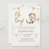 Oh Boy,  Teddy Bear Baby shower boy 招待状 (正面)