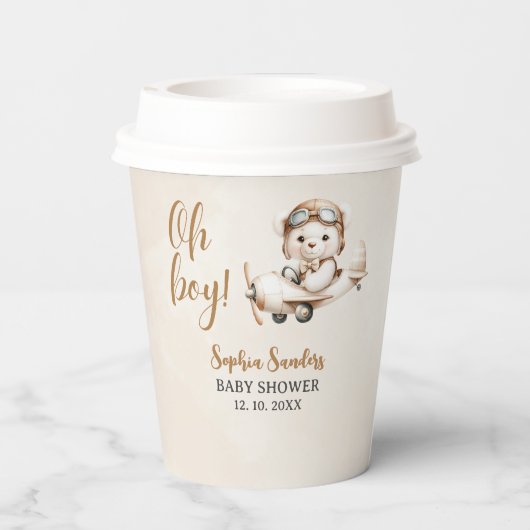 Oh Boy, Teddy Bear Baby shower boy 紙コップ (裏面)