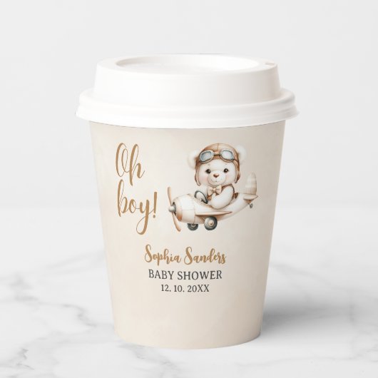 Oh Boy, Teddy Bear Baby shower boy 紙コップ (正面)