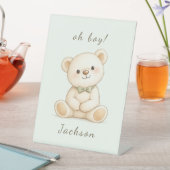Oh Boy Teddy Bear Baby Shower Welcome Sign 台座サイン (インサイチュ)