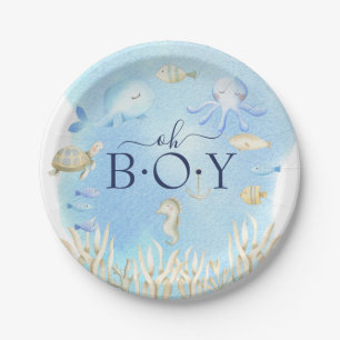 Oh Boy Under the Sea Baby Shower 7"プレート ペーパープレート