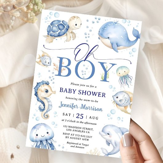 Oh Boy Under The Sea Ocean Baby Shower Invitation 招待状