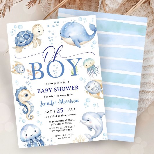 Oh Boy Under The Sea Ocean Baby Shower Invitation 招待状