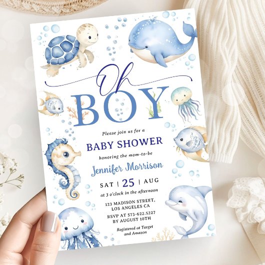 Oh Boy Under The Sea Ocean Baby Shower Invitation 招待状