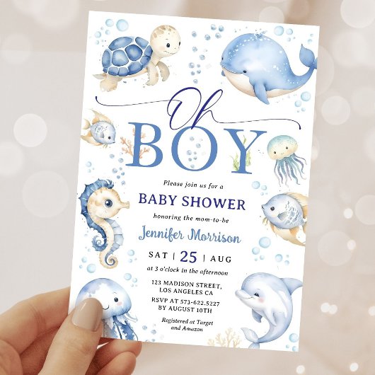 Oh Boy Under The Sea Ocean Baby Shower Invitation 招待状