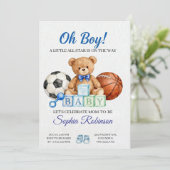  "Oh Boy" Watercolor  Baby Shower Invitation 招待状 (スタンド正面)