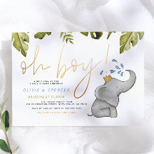 Oh Boy Watercolor Elephant スプリンクルベビーシャワー