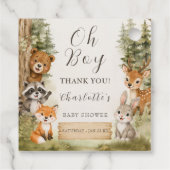 Oh Boy Watercolor Rustic Woodland ベビーシャワー フェイバータグ (裏面)