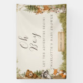 Oh Boy Watercolor Rustic Woodland ベビーシャワー 横断幕 (縦)