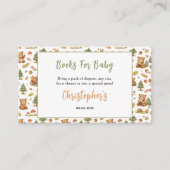 Oh Boy Watercolor Woodland Bear Baby Shower エンクロージャーカード (正面)