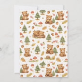 Oh Boy Watercolor Woodland Bear Baby Shower サンキューカード (裏面)