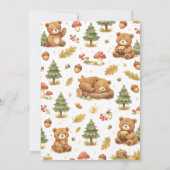Oh Boy Watercolor Woodland Bear Baby Shower 招待状 (裏面)