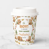 Oh Boy Watercolor Woodland Bear Baby Shower 紙コップ (裏面)
