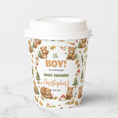 Oh Boy Watercolor Woodland Bear Baby Shower 紙コップ (正面)