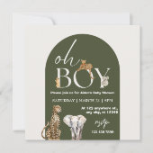 Oh Boy Wild One Animals Boy Baby Shower 招待状 (正面)