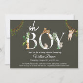 Oh Boy Wild Safari Animal Jungle Boy Baby Shower 招待状 (正面)