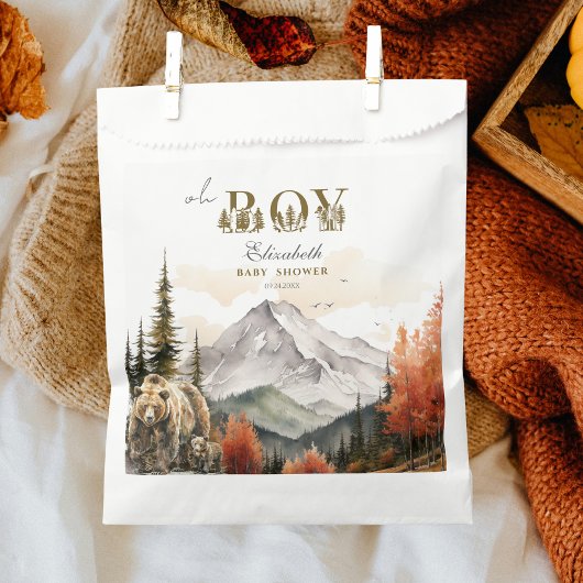 Oh Boy Woodland 素朴 Bear Mountain Baby Shower フェイバーバッグ