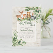 Oh Boy Woodland Animals Baby Shower Invitation 招待状 (スタンド正面)