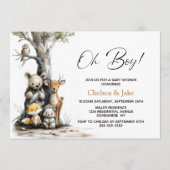 Oh Boy Woodland Animals Baby Shower Invitation 招待状 (正面)