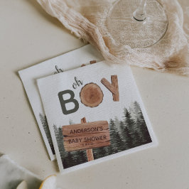 Oh Boy - Woodland Baby Shower スタンダードカクテルナプキン