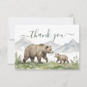 Oh Boy Woodland Bear Baby Shower Thank You Card 招待状 (正面)