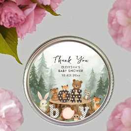 Oh Boy Woodland Safari Animals Thank You ラウンドシール