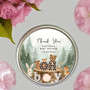 Oh Boy Woodland Safari Animals Thank You ラウンドシール
