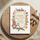 Oh Boy Woodland Winter Baby Shower Invitation 招待状
