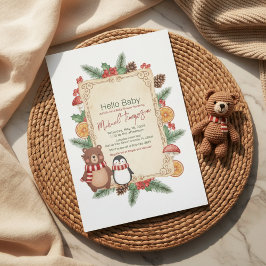 Oh Boy Woodland Winter Baby Shower Invitation 招待状