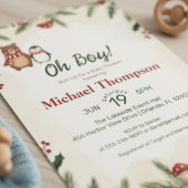 Oh Boy Woodland Winter Baby Shower Invitation 招待状