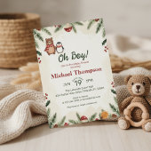 Oh Boy Woodland Winter Baby Shower Invitation 招待状