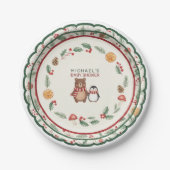 Oh Boy Woodland Winter Baby Shower Invitation Pape ペーパープレート (正面)