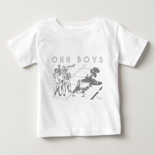 Oh Boys – 自転車でマンホールをヒット ベビーTシャツ (正面)