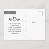 Oh By The Way Elopement写真の発表 案内ポストカード (裏面)