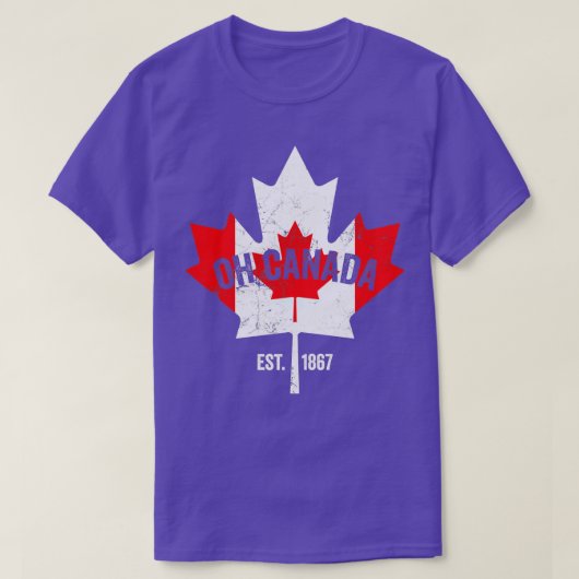 Oh Canada Canadian Flag Maple Leaf Est  Tシャツ (デザイン正面)