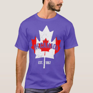 Oh Canada Canadian Flag Maple Leaf Est  Tシャツ