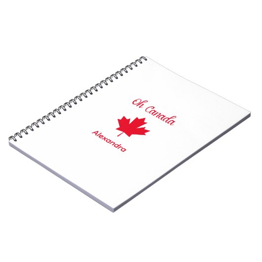 Oh Canada | Elegant Red Maple Leaf ノートブック (左側)