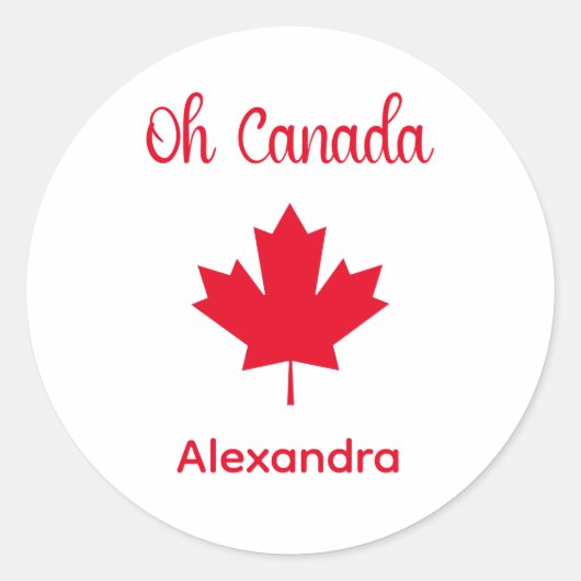 Oh Canada | Elegant Red Maple Leaf ラウンドシール (正面)