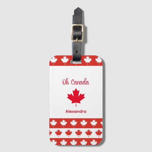 Oh Canada | Elegant Red Maple Leaf ラゲッジタグ (正面縦)