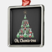 Oh Chemis-tree Funny Science Chemistry Christmas  メタルオーナメント (左)