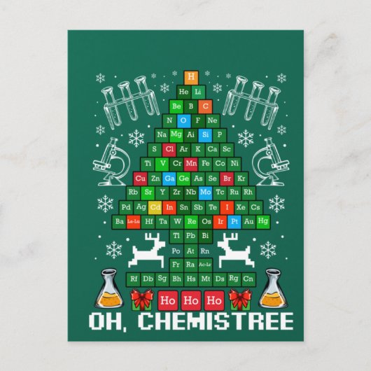 Oh Chemistree Christmas Chemistry Science Periodic ポストカード (正面)