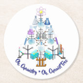 Oh Chemistry, Oh Chemist Tree Christmas ラウンドペーパーコースター (正面)
