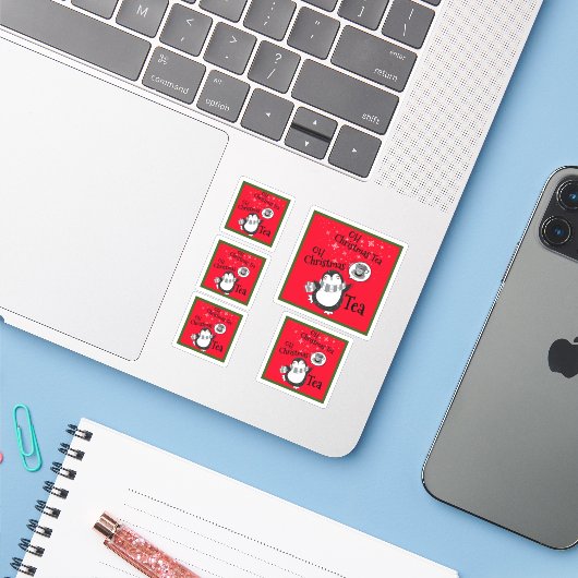 Oh Christmas Tea Penguin Lover - Tea Drinker シール (ノートパソコンとiPhone)