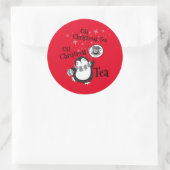 Oh Christmas Tea Penguin Lover - Tea Drinker ラウンドシール (バッグ)