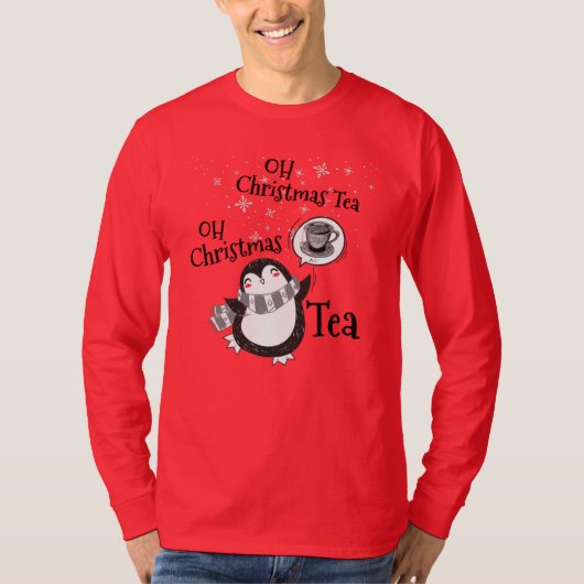 Oh Christmas Tea Penguin Lover - Tea Drinker Tシャツ (正面)