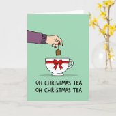 Oh Christmas Tea Pun Funny Holiday Greeting Card カード (黄色い花)
