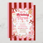 Oh Christmas Three 3rd Birthday Invitation 招待状 (正面/裏面)