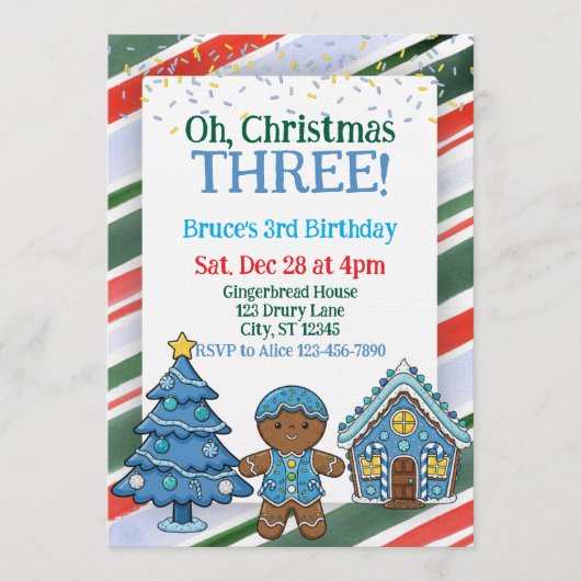 Oh Christmas Three, Blue Holiday 3rd Birthday 招待状 (正面)