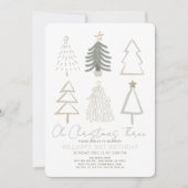 Oh Christmas Three Boho Green Trees 3rd Birthday 招待状 (正面)